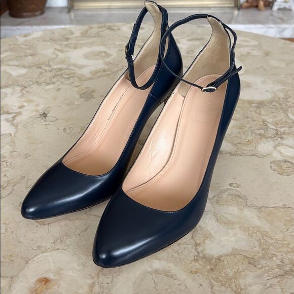J. Crew Glossy Leather Stiletto Pumps Heels with Ankle Straps - Picture 3 of 15